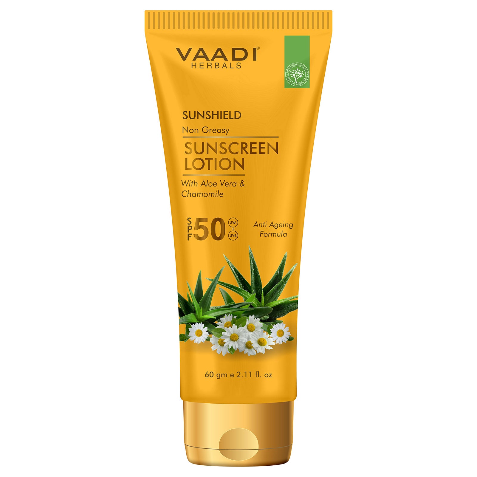 Sunscreen Lotion SPF-50 with Aloe Vera & Chamomile (60 ml) – Vaadi Herbals India