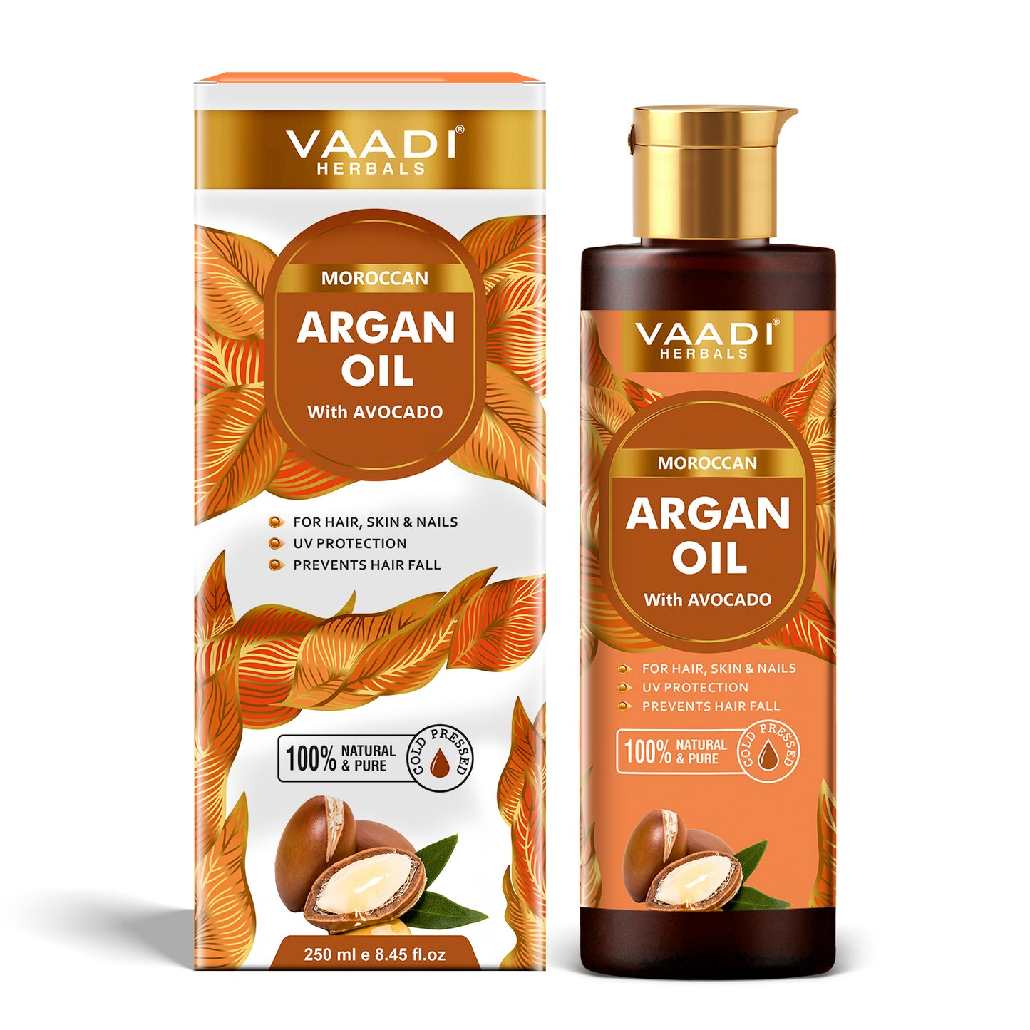 Cold Pressed Morrocon Argan Oil with Avocado- For Hair, Skin & Nails- Promotes Hair Growth- Skin Moisturisation-Healthy Nail Growth - UV Protection- 250ml