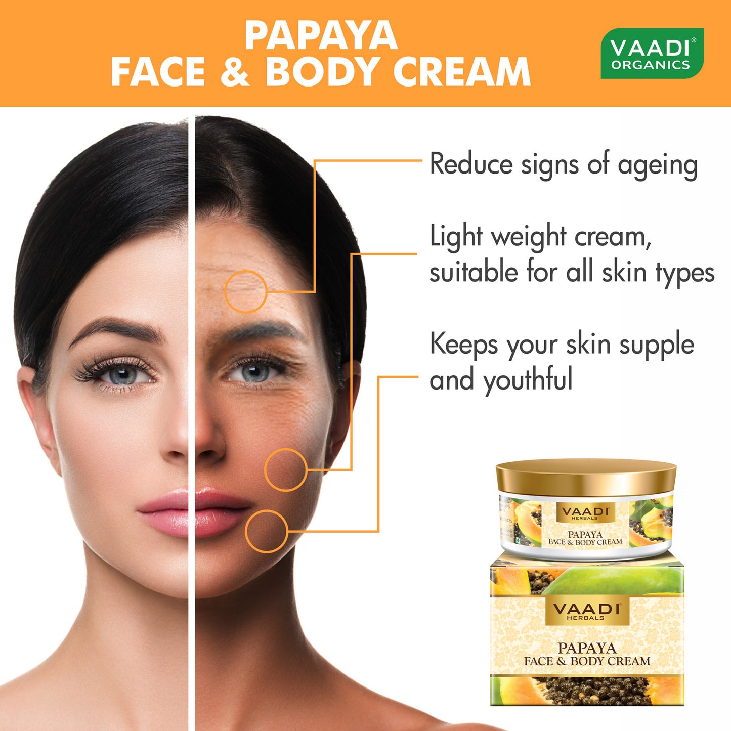 Pack of 3 Papaya Face & Body Cream (150 gms x 3)