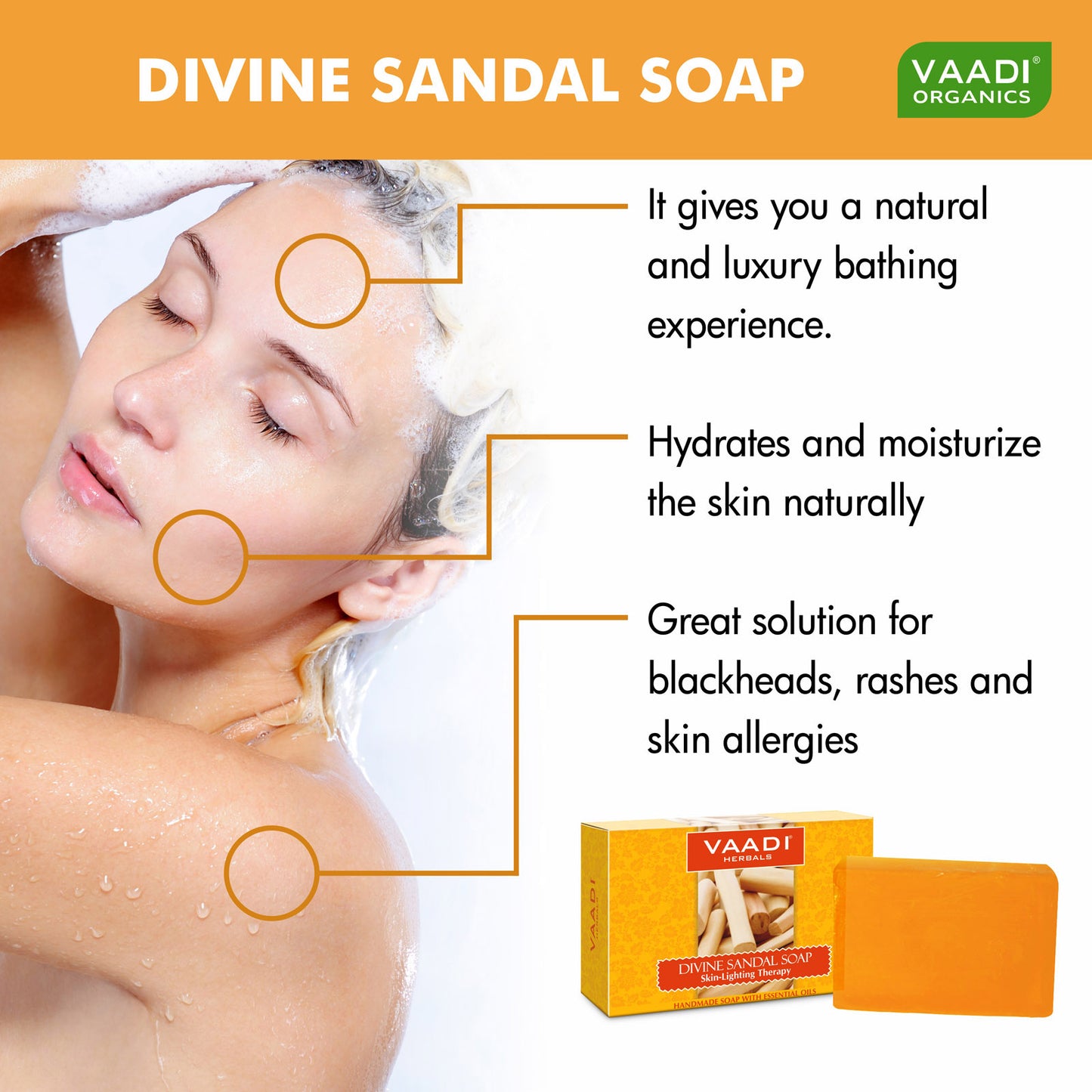 Pack of 6 Divine Sandal Soap with Saffron & Turmeric (75 gms x 6)