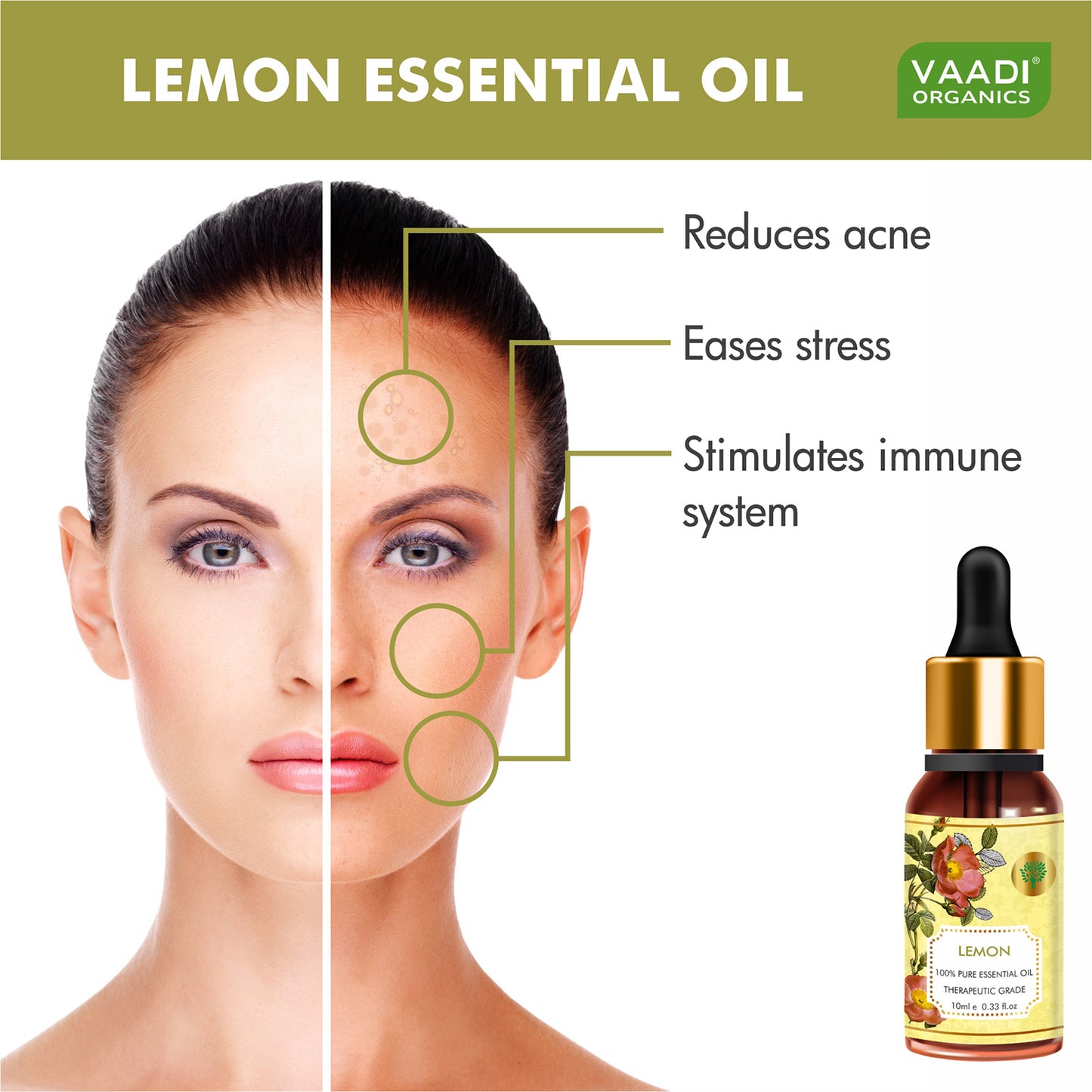 Lemon Essential Oil - Lightens Skin, Reduces Dandruff, Uplifts Mood - 100% Pure Therapeutic Grade (10 ml)