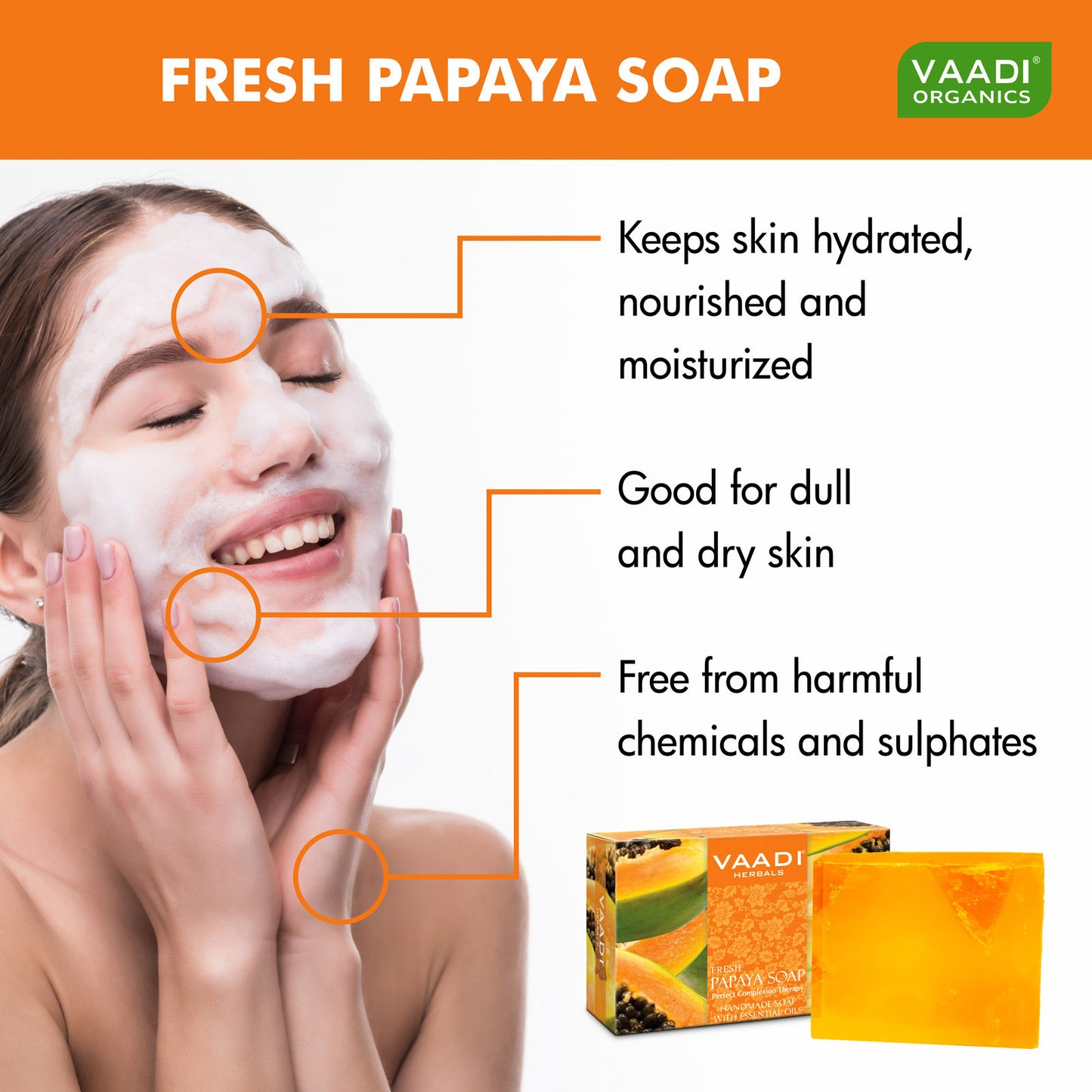 Pack of 6 Fresh Papaya Soap (75 gms x 6)