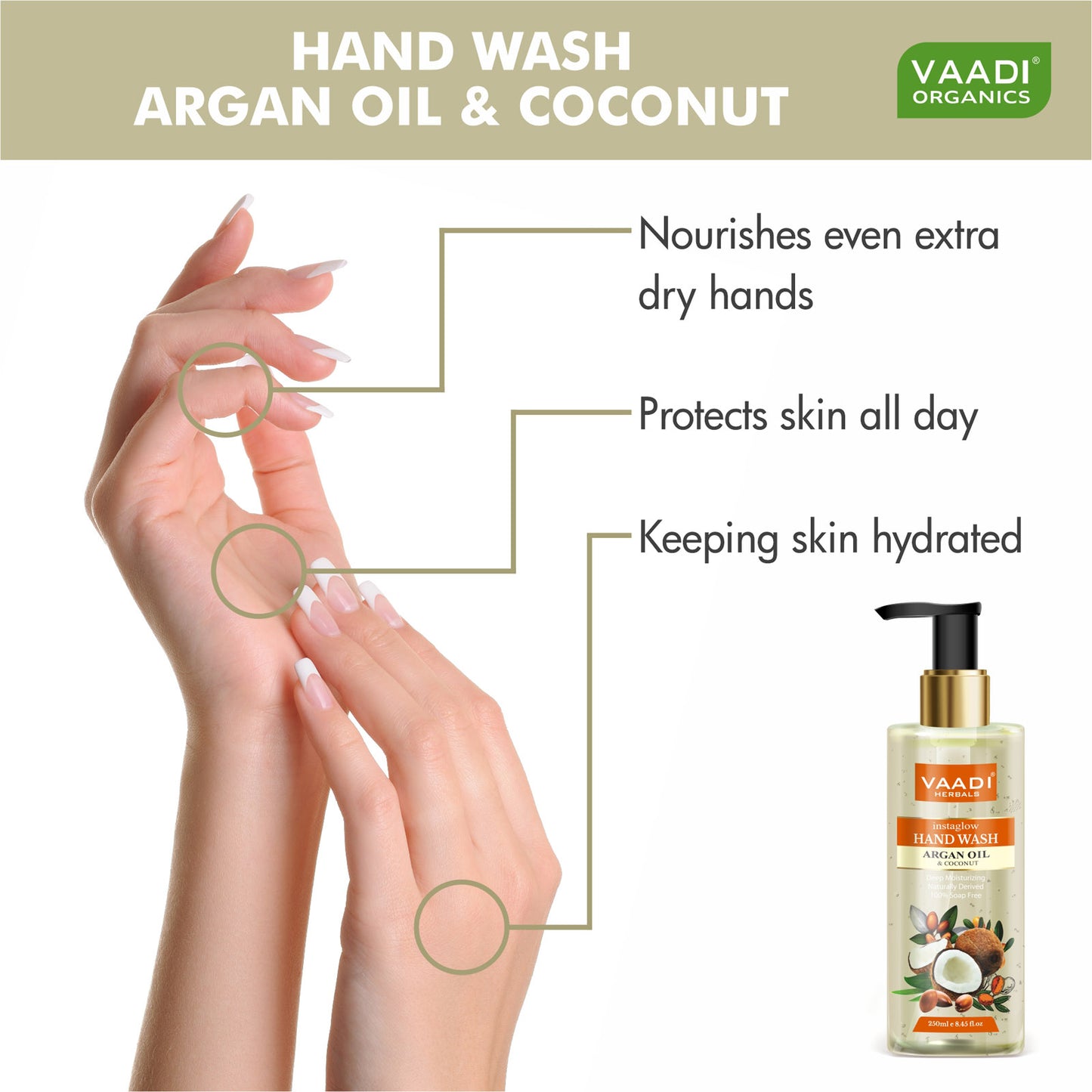 Pack of 2 Instaglow Argan Oil & Coconut Hand Wash (250 ml x 2)