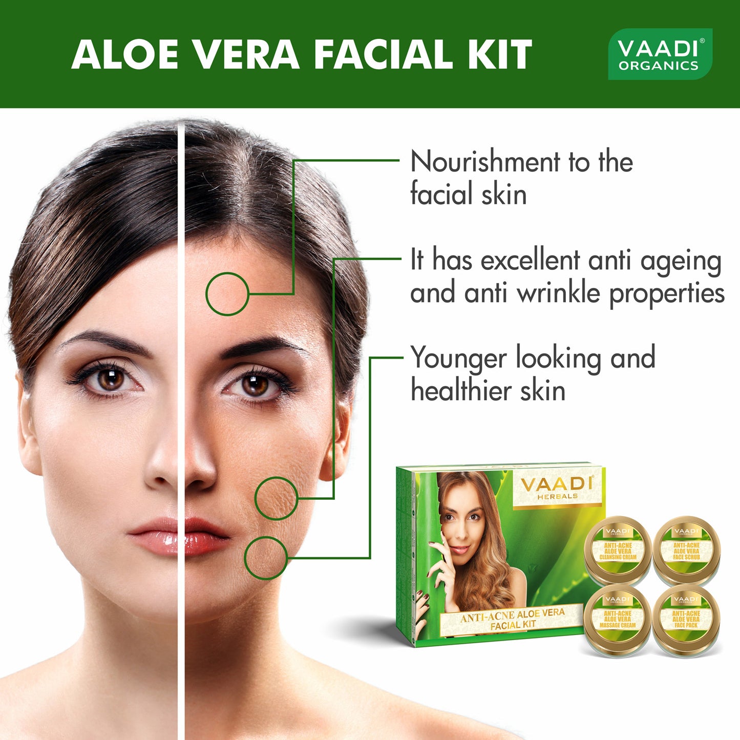 Anti-Acne Aloe Vera Facial Kit with Green Tea Extract (110 gms)