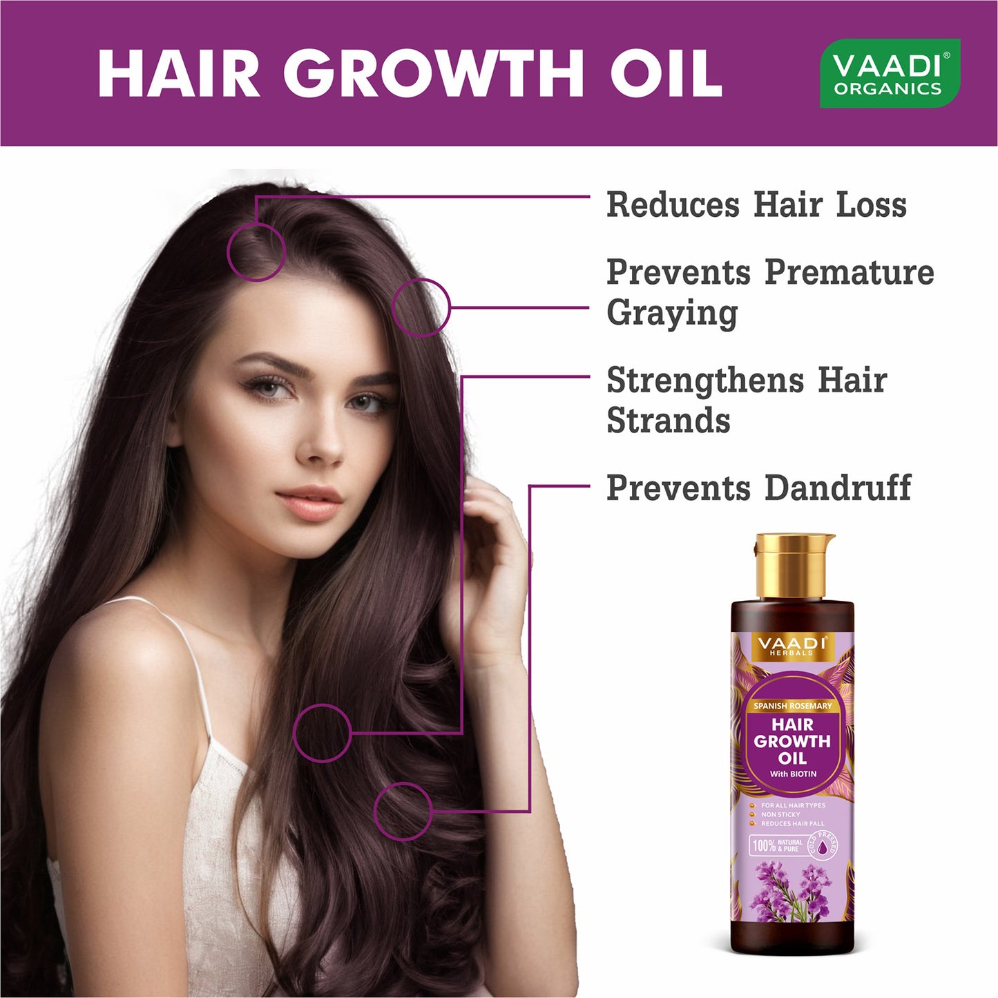 Spanish Rosemary Hair Growth Oil with Biotin-Promotes Hair Growth- Reduces Hair Fall-Strong Hair- Prevents Dandruff- For All Hair Types - 250ml