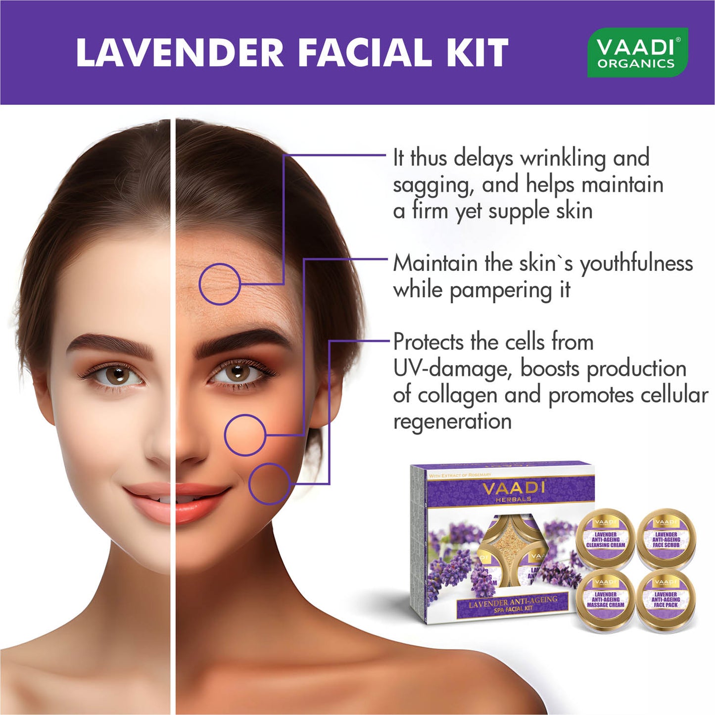 Lavender Anti-Ageing SPA Facial Kit with Rosemary Extract (110 gms)