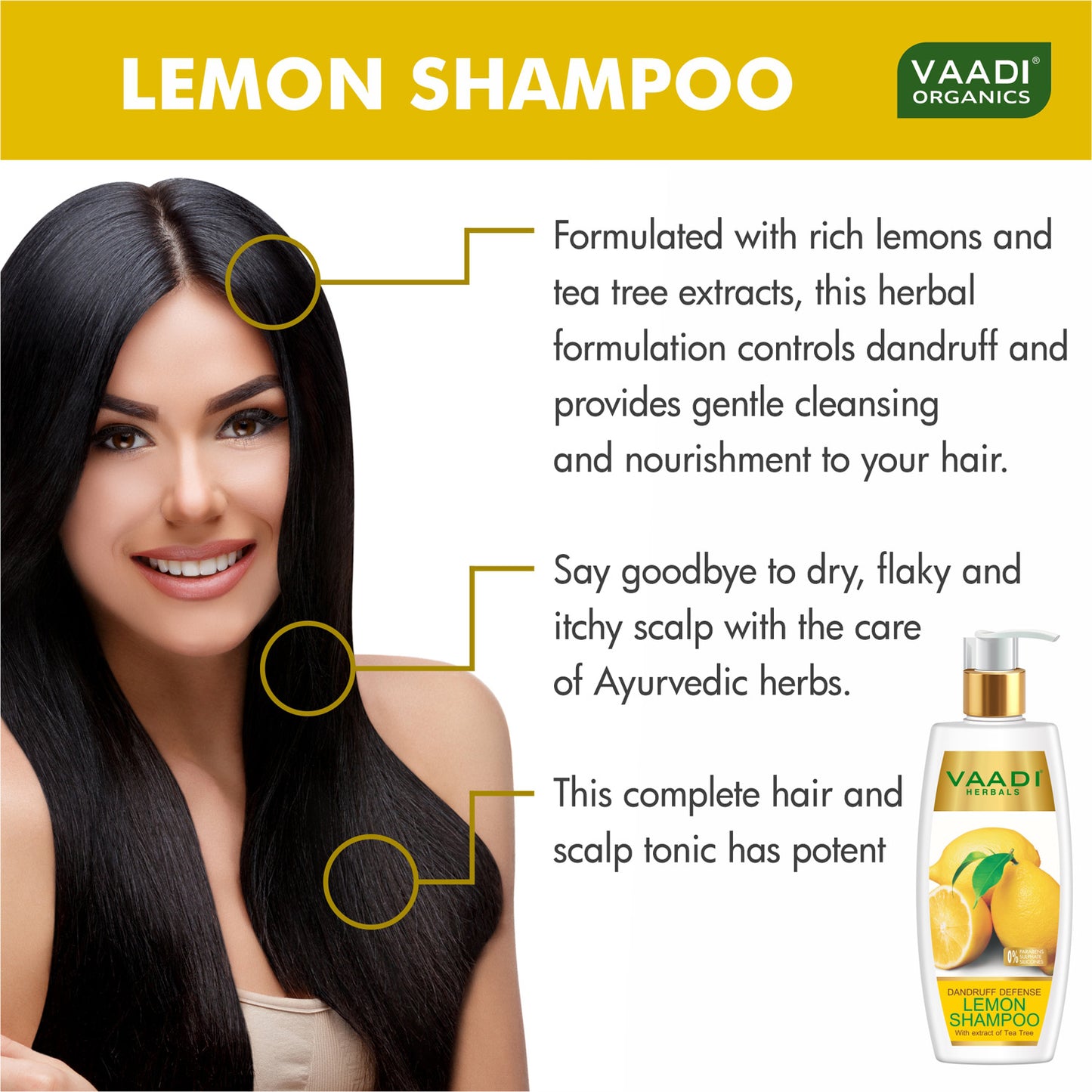 Pack of 3 Dandruff Defense Lemon Shampoo with Extracts of Tea Tree (350 ml x 3)