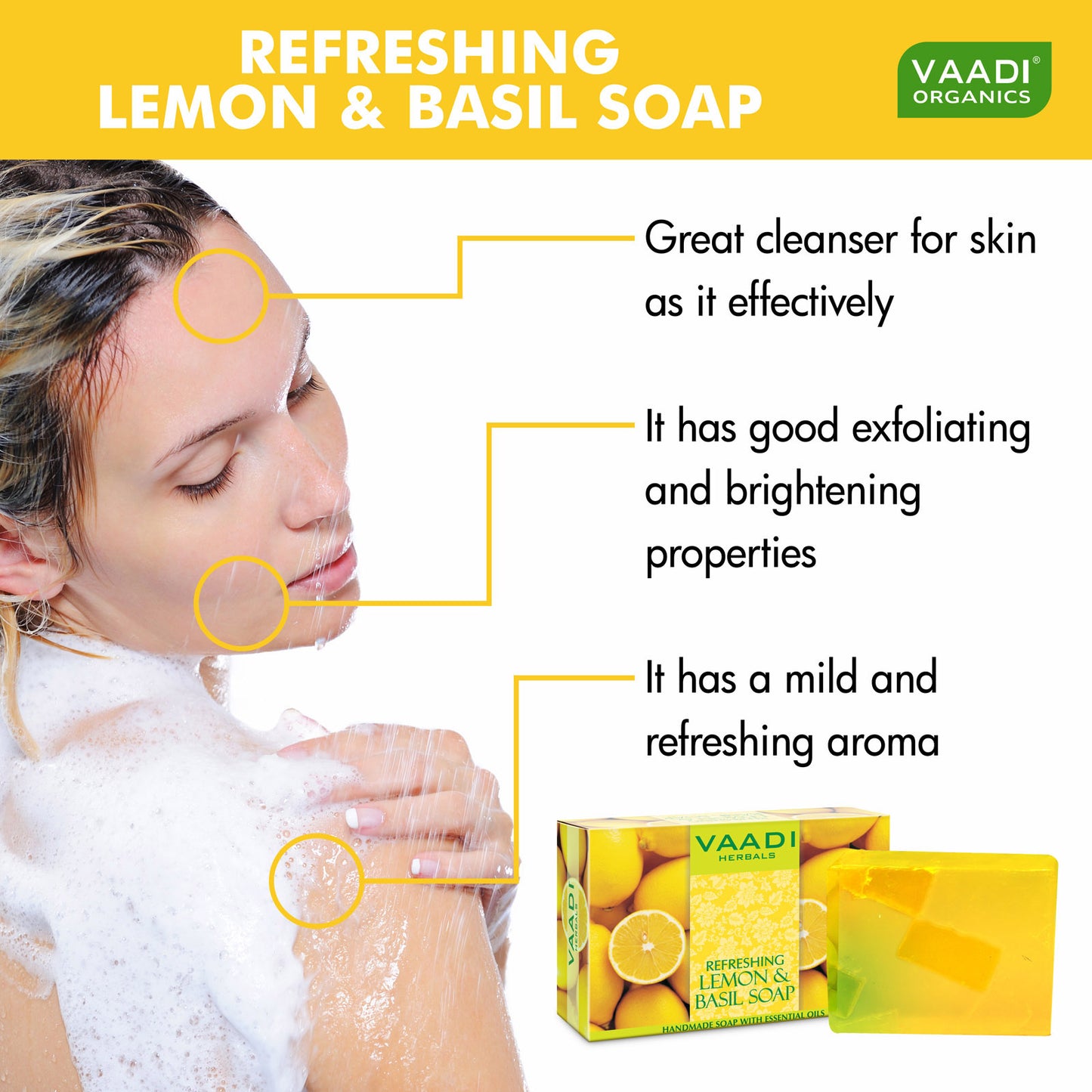 Pack of 6 Refreshing Lemon and Basil Soap (75 gms x 6)