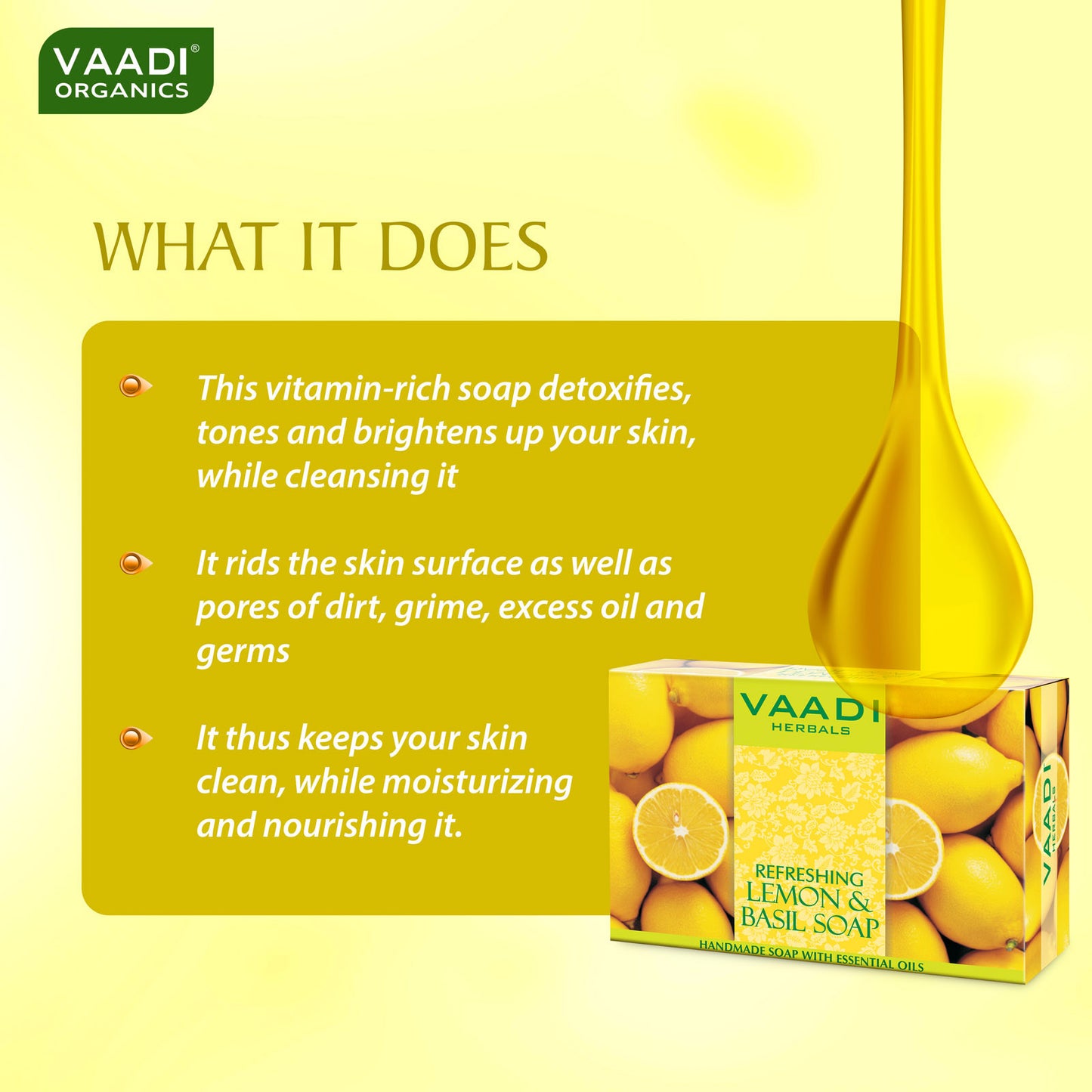 Pack of 3 Refreshing Lemon and Basil Soap (75 gms x 3)