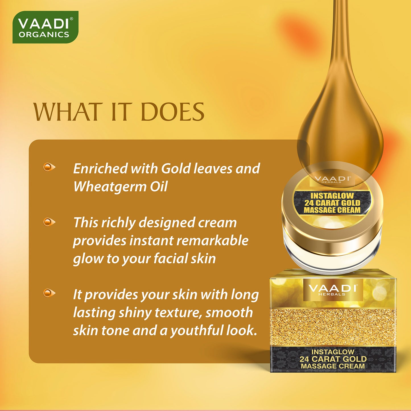 INSTAGLOW 24 CARAT GOLD MASSAGE CREAM (25 Gms)