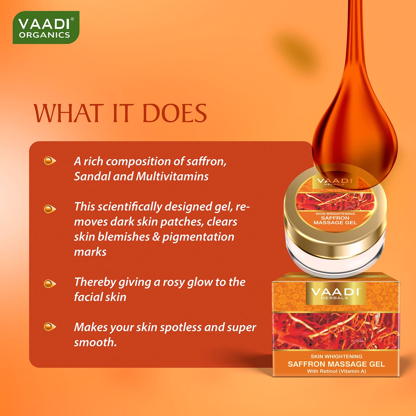 SKIN WHITENING SAFFRON MASSAGE GEL WITH RETINOL (VITAMIN A)(25 Gms)