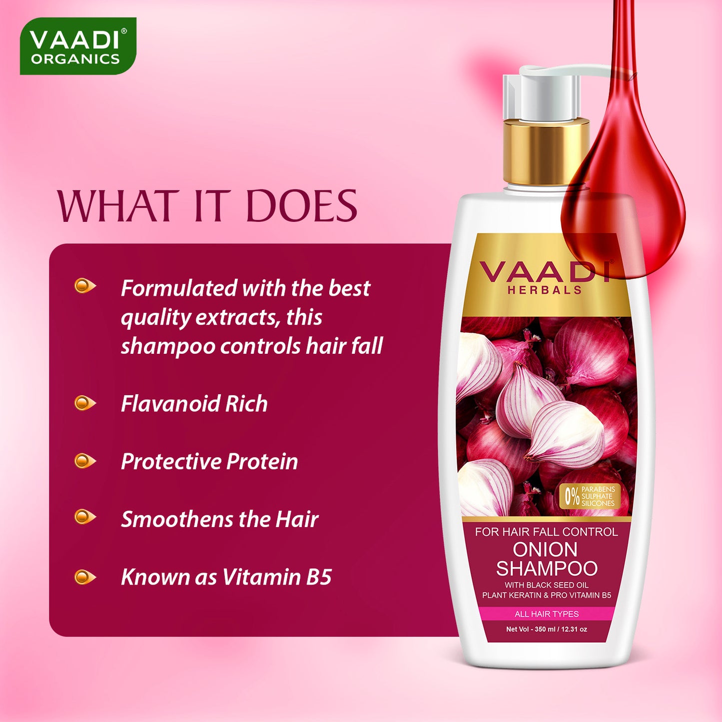 Onion Shampoo With Conditioner For Hairfall Control (350 ml X 2)