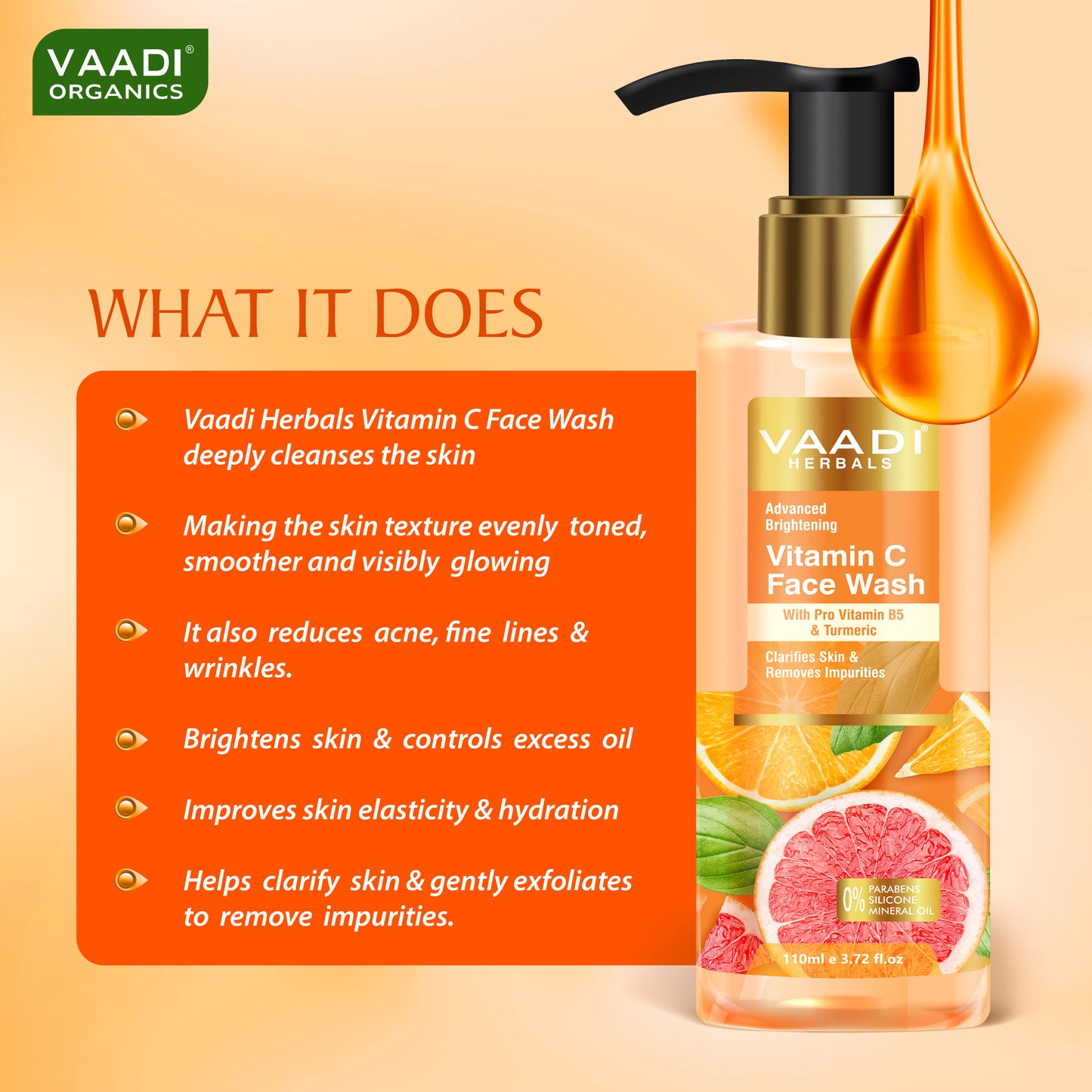 Advanced Brightening Vitamin C Face Wash With Pro Vitamin B5 & Turmeric (110 ml)