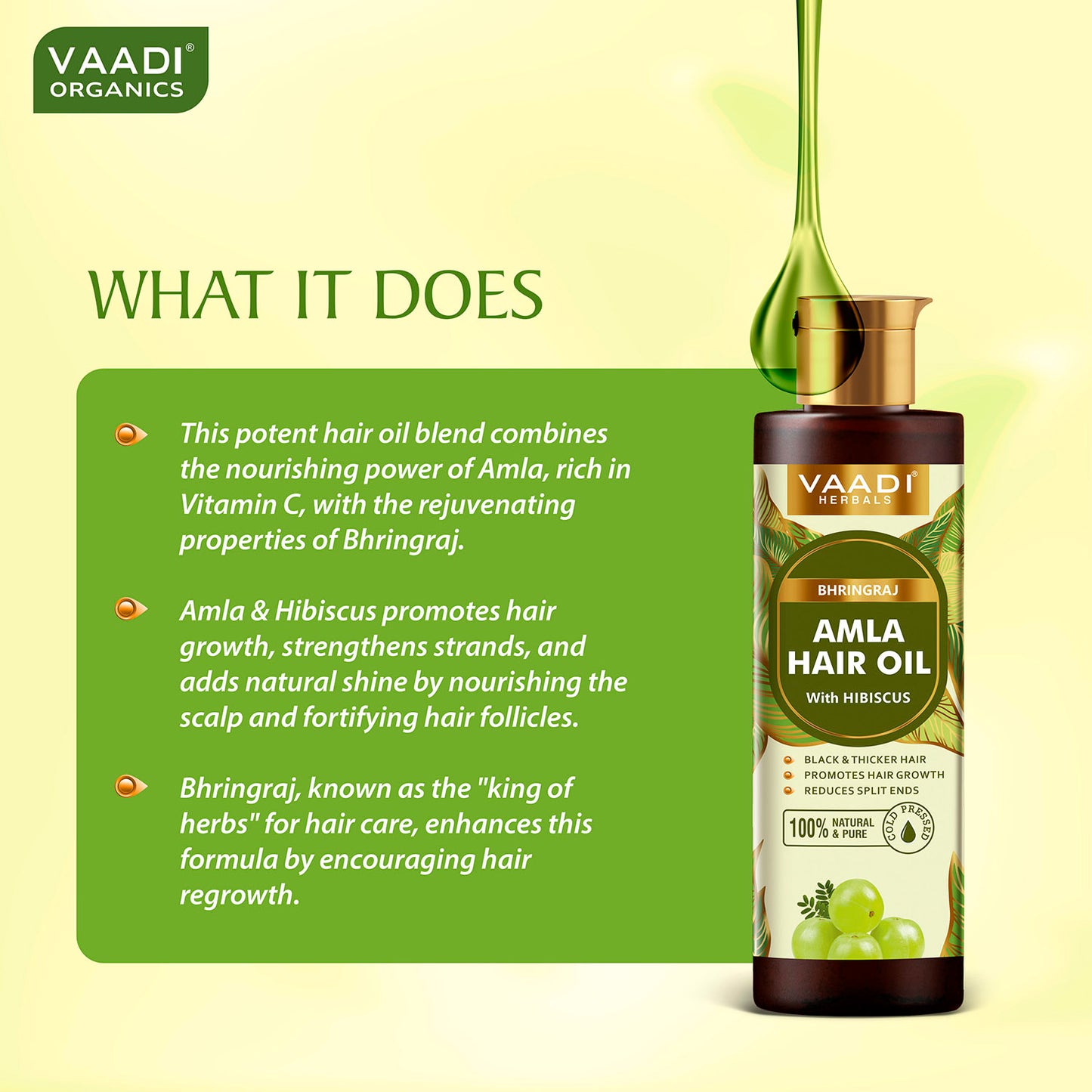 Bhringraj Amla Hair Oil with Hibiscus -Black & Thick Hair- Promotes Hair Growth-Strengthens Hair Roots- Reduces Hair fall- Strong & Healthy Hair- For All Hair Types - 250 ml
