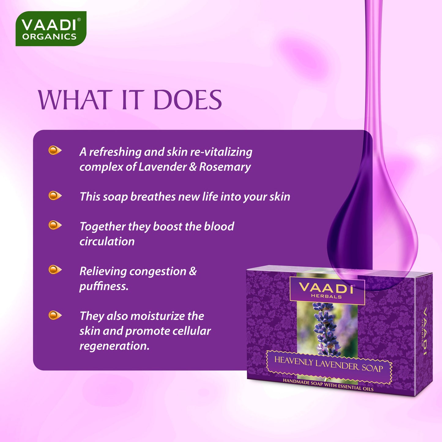 Heavenly LAVENDER SOAP with Rosemary extract (75 gms)
