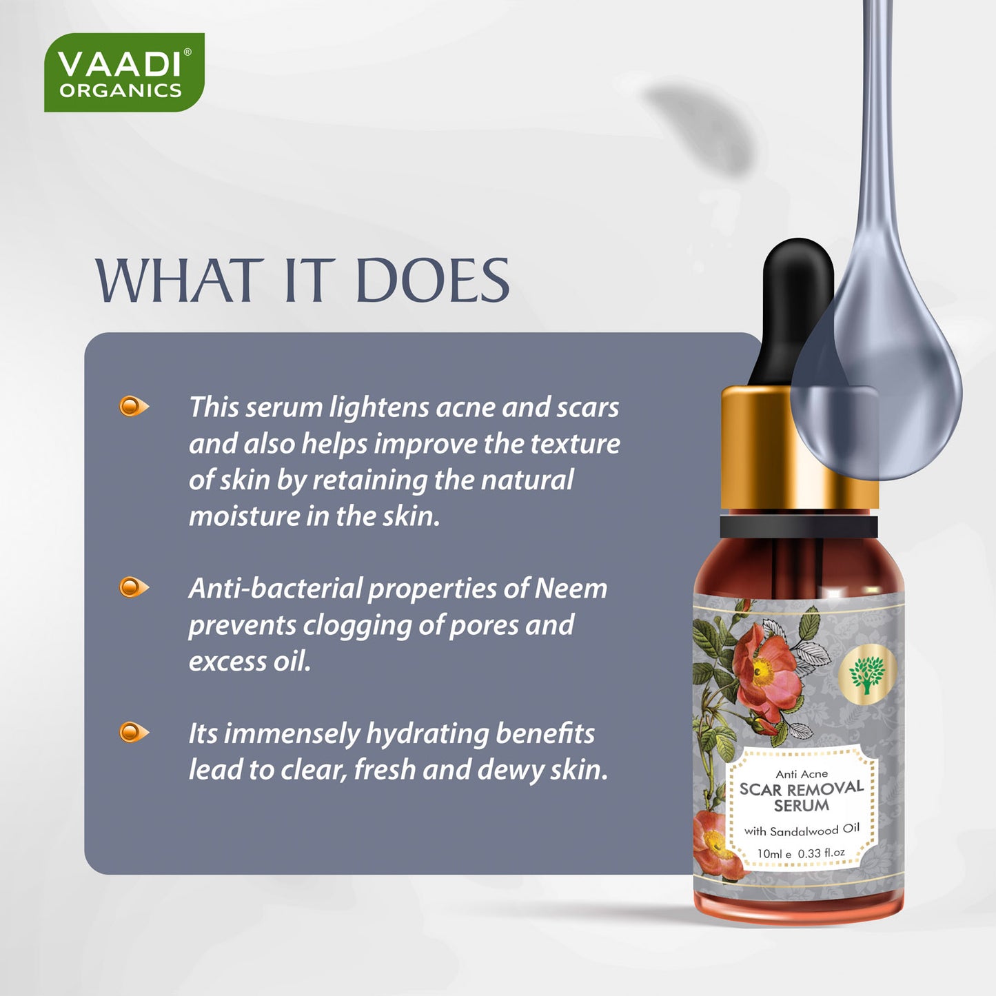 Pack of 2 Scar Removal Serum (Pure Mix of Sandalwood Oil, Steam Distilled Neem & Fenugreek Extract) - Reduces Acne, Dark Spots & Pigmentation (2 x 10 ml)