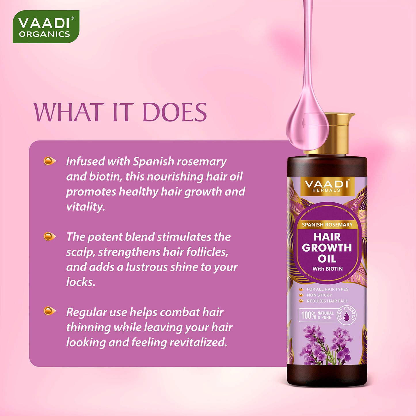 Spanish Rosemary Hair Growth Oil with Biotin-Promotes Hair Growth- Reduces Hair Fall-Strong Hair- Prevents Dandruff- For All Hair Types - 250ml