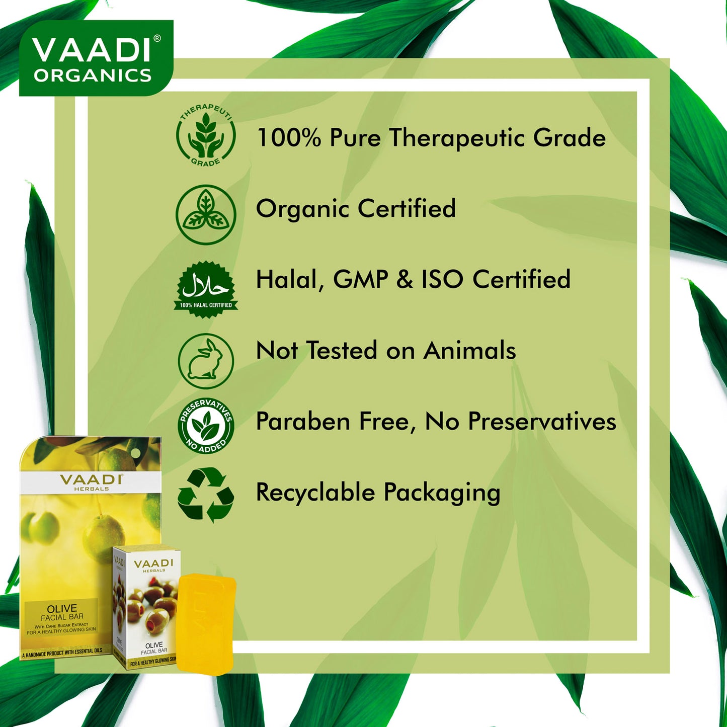 Olive Facial Bar with Cane Sugar Extract (25 gms)