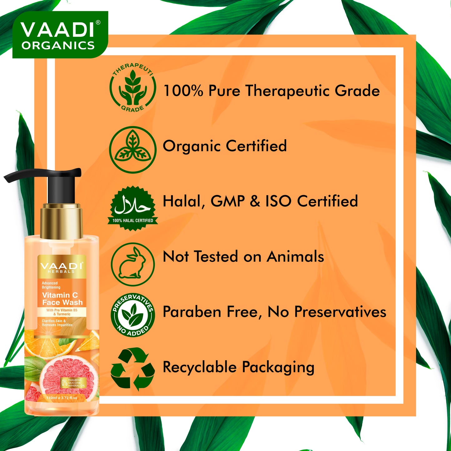 Advanced Brightening Vitamin C Face Wash With Pro Vitamin B5 & Turmeric (110 ml)