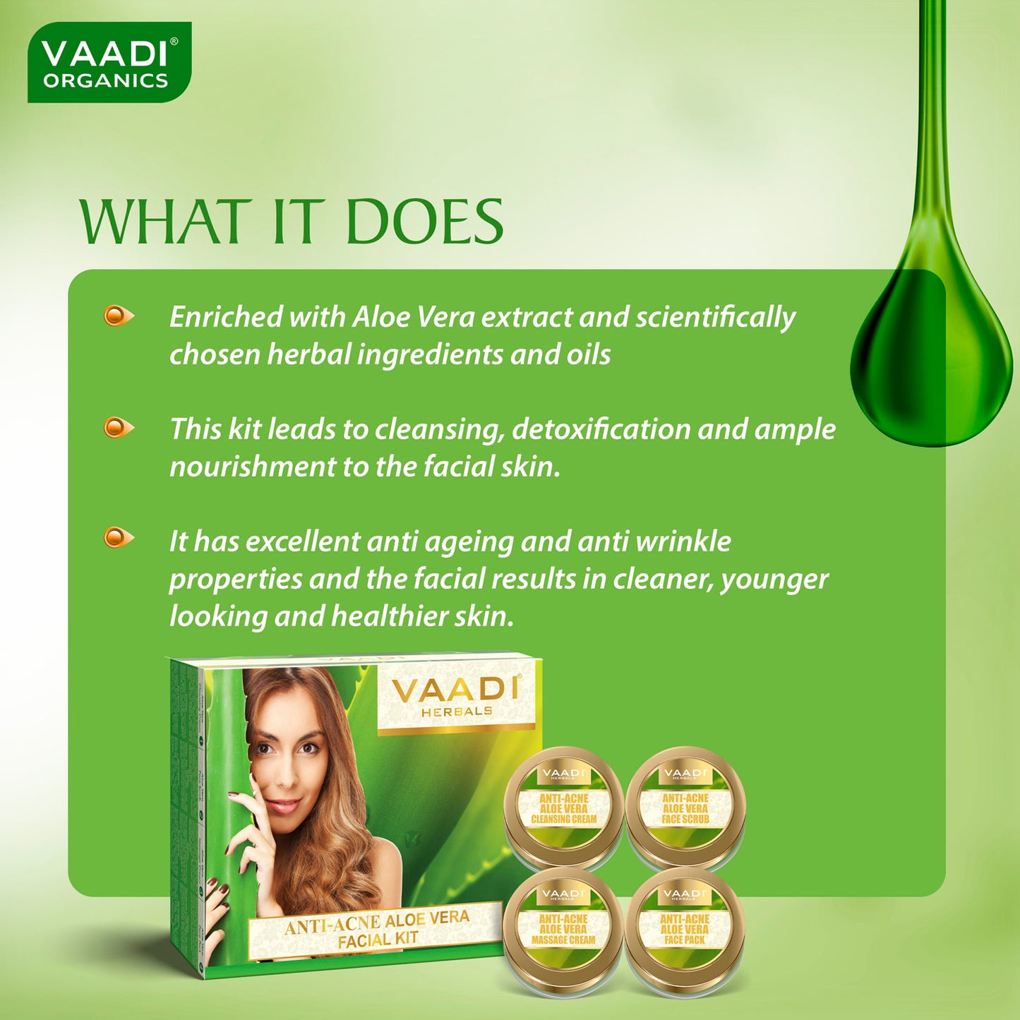 Anti-Acne Aloe Vera Facial Kit with Green Tea Extract (110 gms)