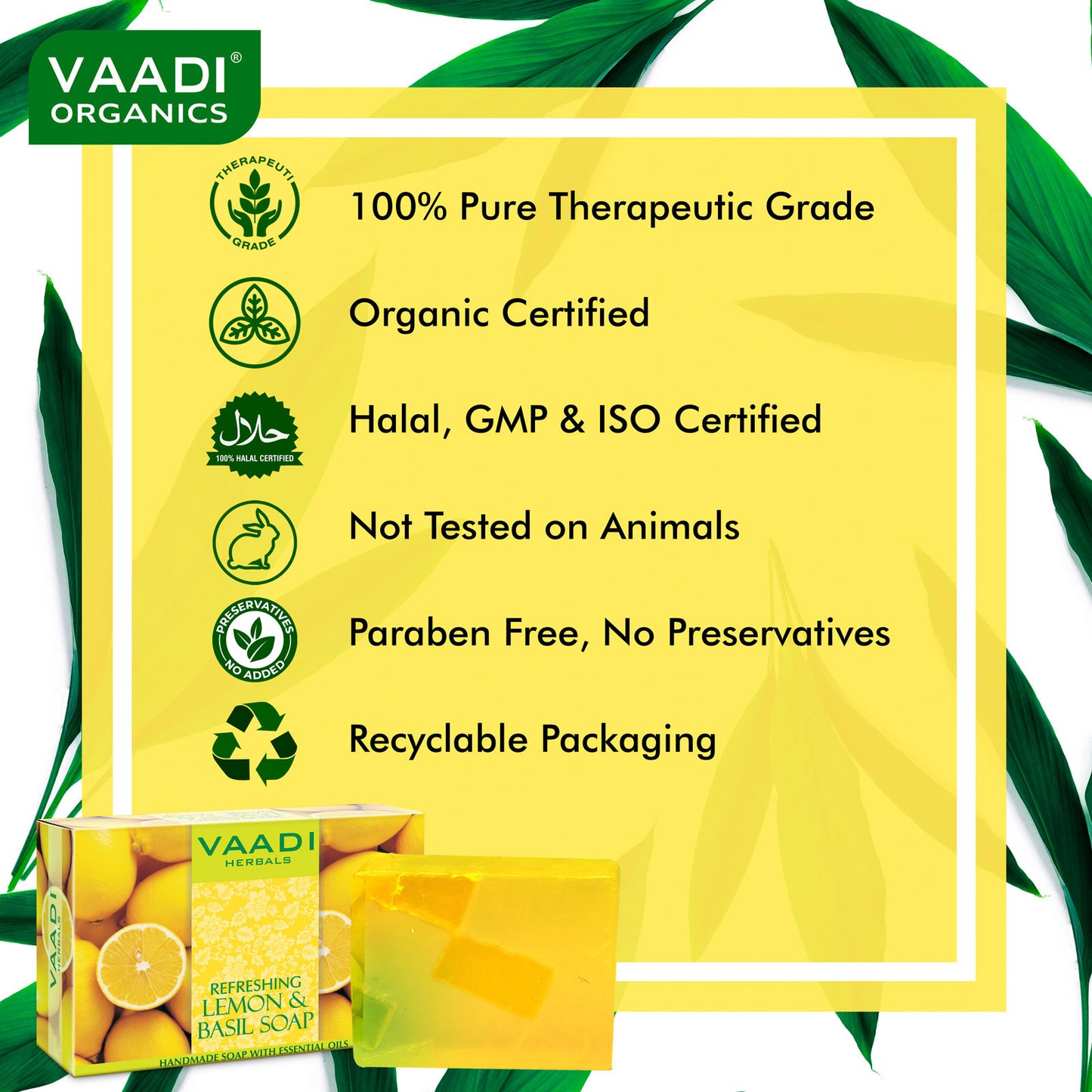 Pack of 3 Refreshing Lemon and Basil Soap (75 gms x 3)