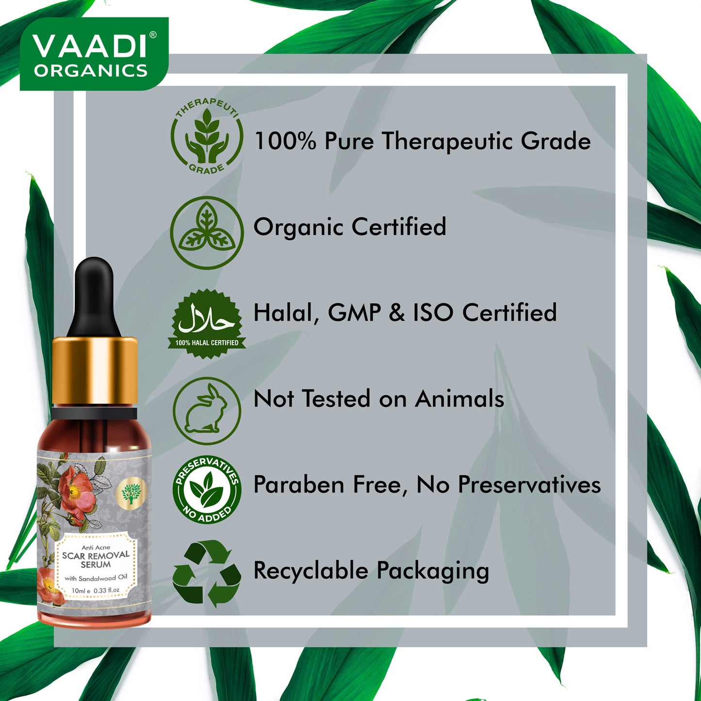 Pack of 2 Scar Removal Serum (Pure Mix of Sandalwood Oil, Steam Distilled Neem & Fenugreek Extract) - Reduces Acne, Dark Spots & Pigmentation (2 x 10 ml)