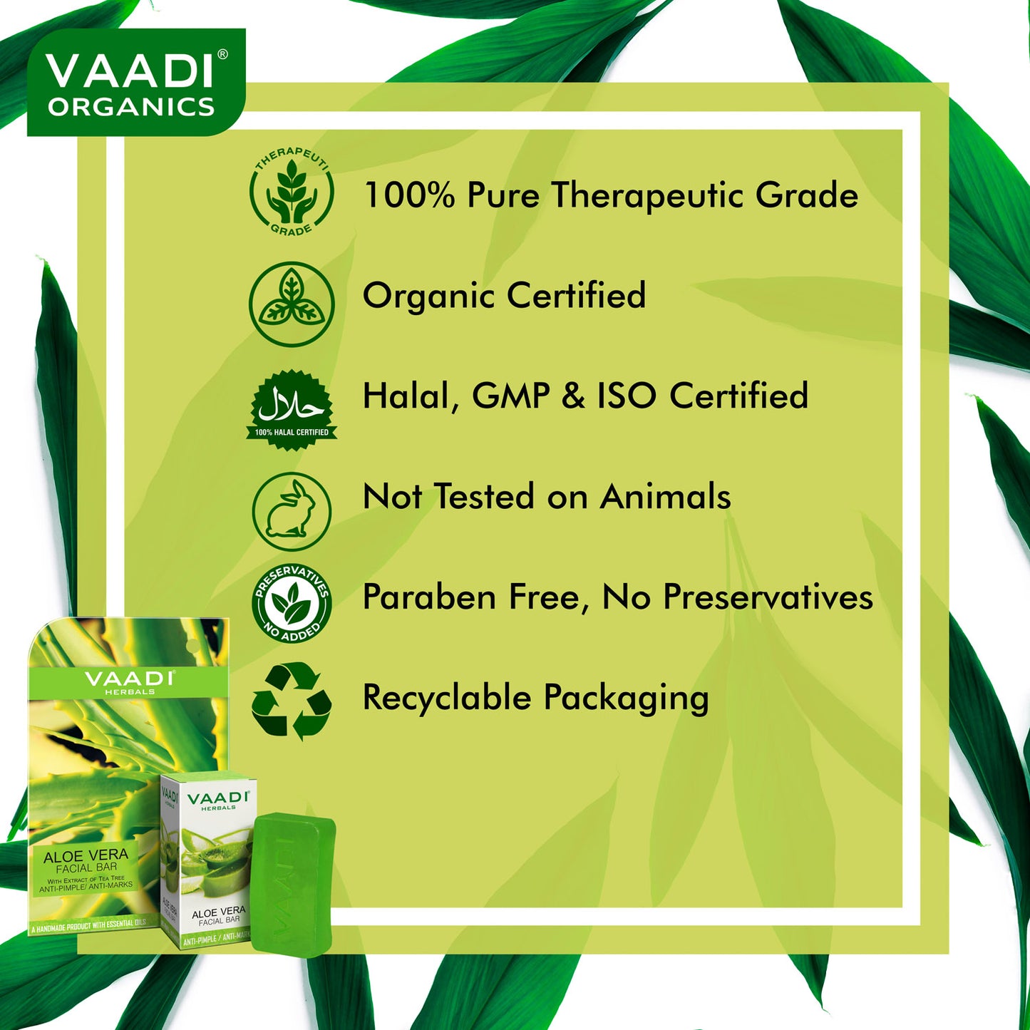 Pack of 4 Aloe Vera Facial Bars with Extract of Tea Tree (25 gms x 4)