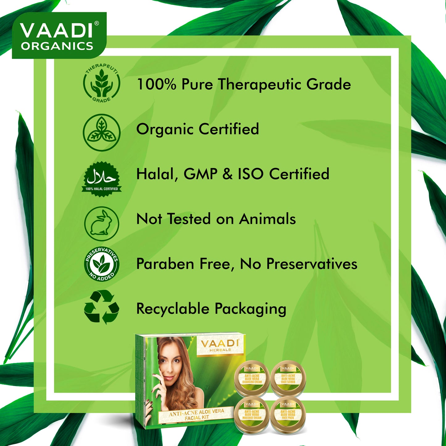 Anti-Acne Aloe Vera Facial Kit with Green Tea Extract (110 gms)