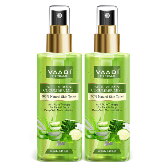 Aloe Vera & Cucumber Mist - 100% Natural Skin Toner (250 ml x 2)