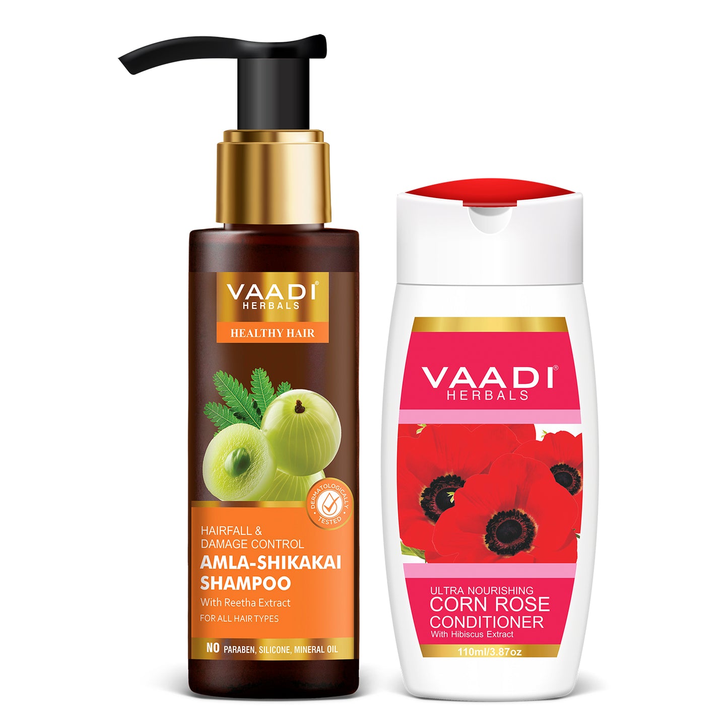 Amla Shikakai Shampoo - Hairfall & Damage Control with Corn Rose Conditioner (110 ml x 2)