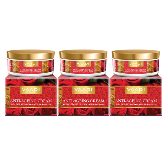 Pack of 3 Anti Ageing Cream with extracts of Almonds, Wheatgerm and Rose (150 gms x 3)