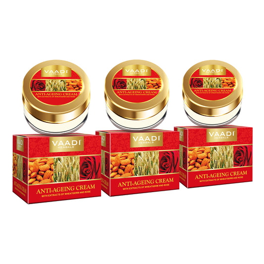 Pack of 3 Anti-Ageing Cream - Almond, Wheatgerm Oil & Rose (30 gms x 3)