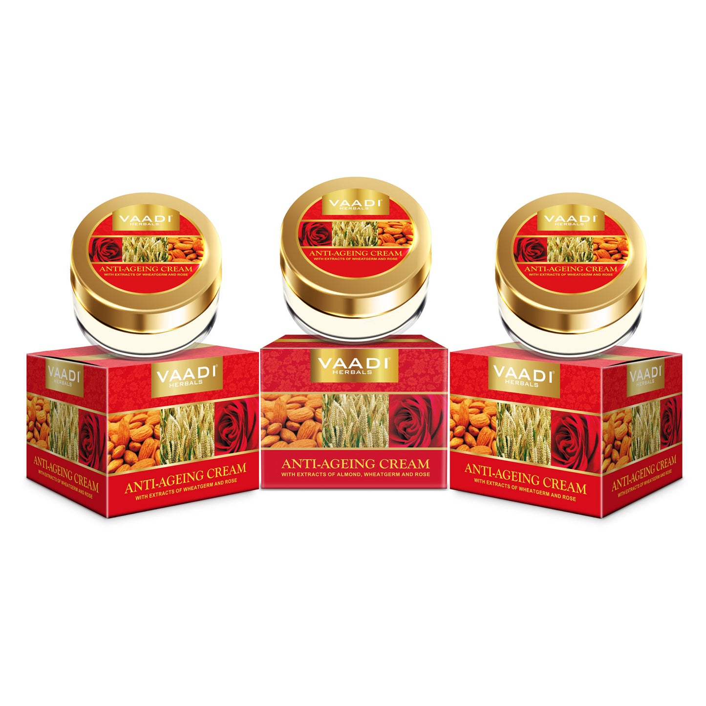 Pack of 3 Anti-Ageing Cream - Almond, Wheatgerm Oil & Rose (30 gms x 3)