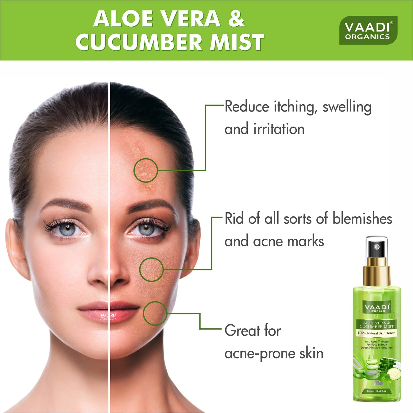 Aloe Vera & Cucumber Mist - 100% Natural Skin Toner (250 ml)