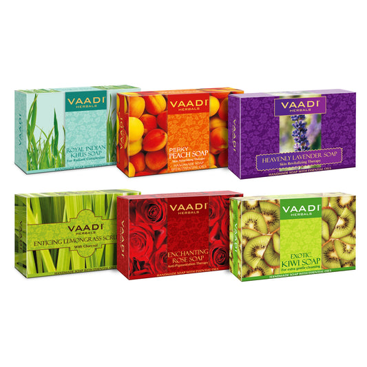 Exotic Floavors - Pack of 6 Luxurious Handmade Herbals Soaps (75 gms x 6)