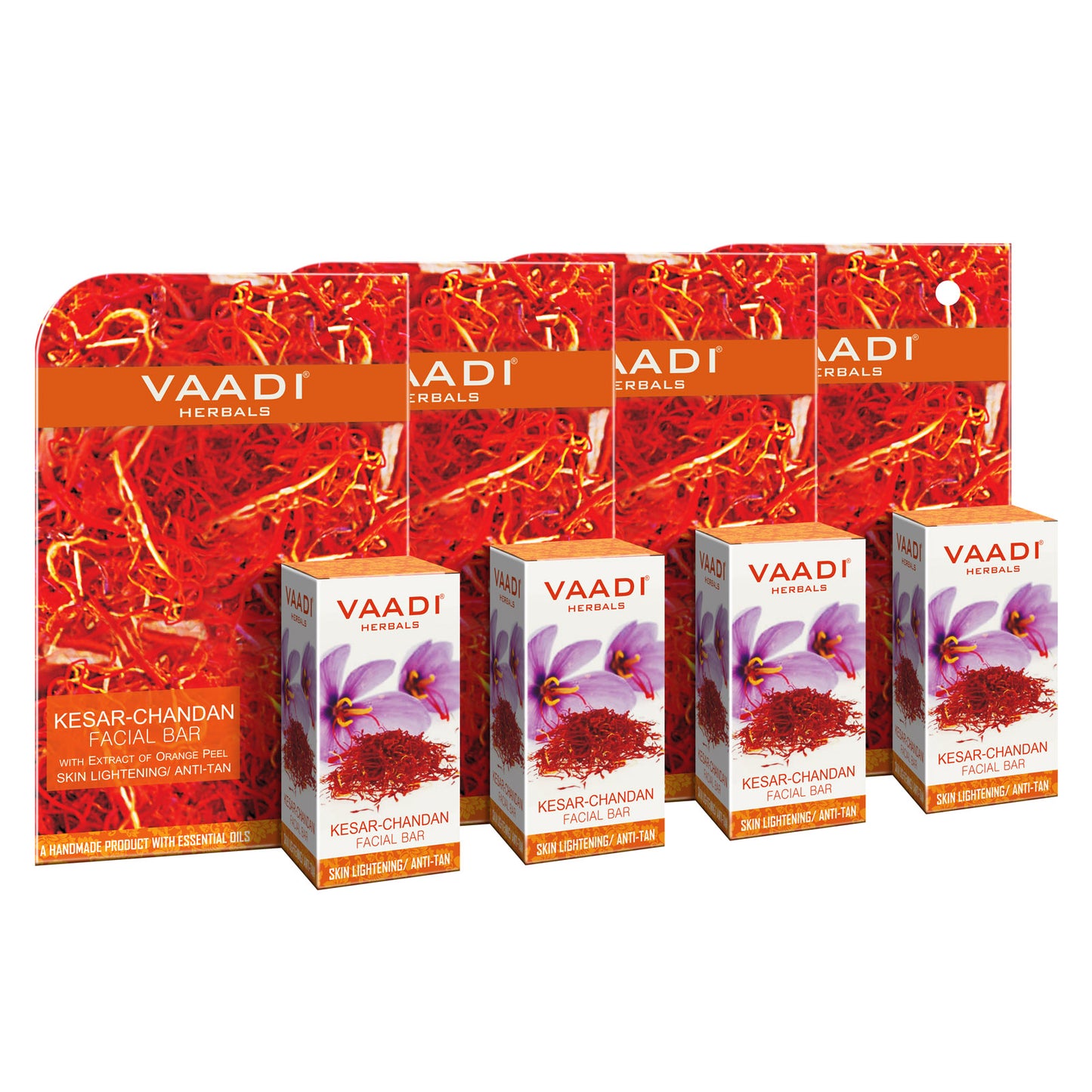 Pack of 4 Kesar Chandan Facial Bars with Extract of Orange Peel (25 gms x 4)