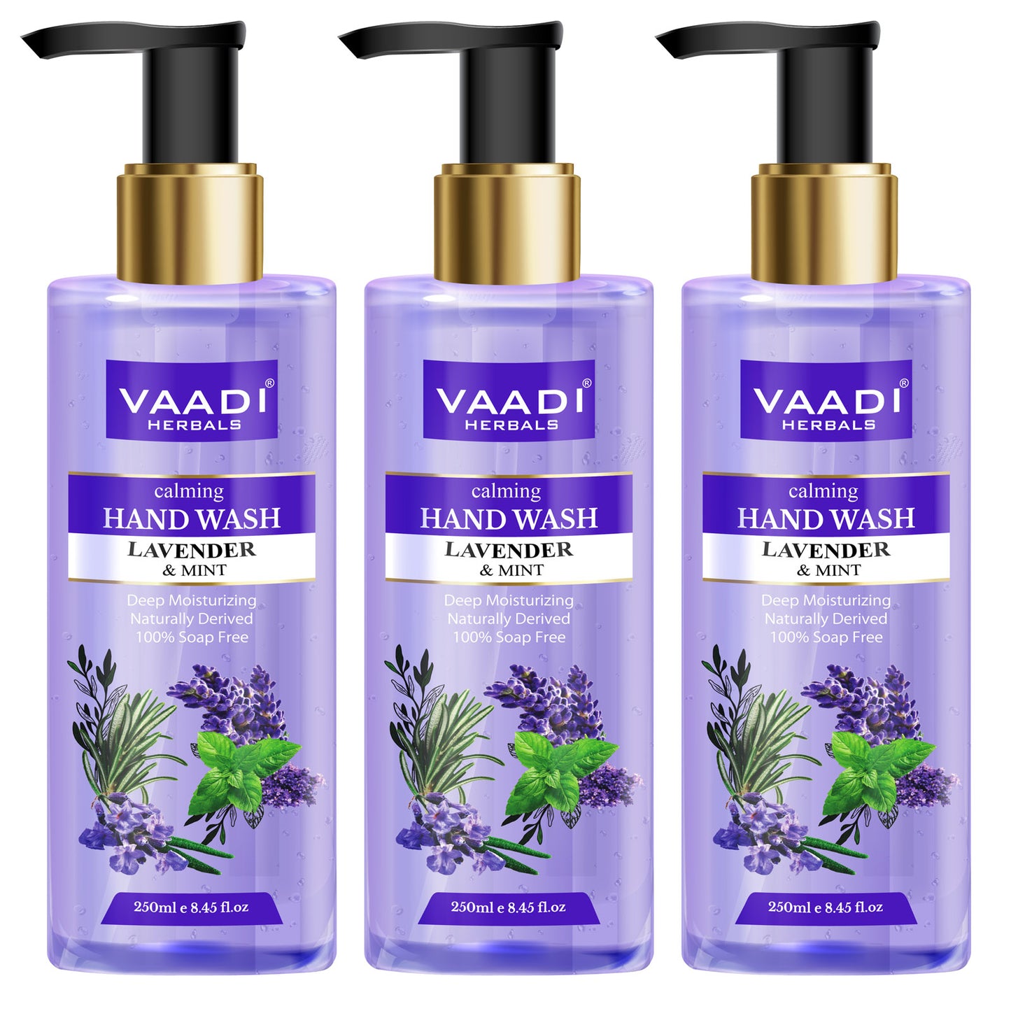 Pack of 3 Calming Lavender & Mint Hand Wash - Deep Moisutirizing (250 ml x 3)