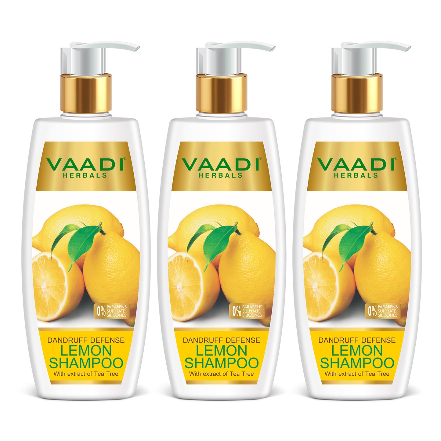 Pack of 3 Dandruff Defense Lemon Shampoo with Extracts of Tea Tree (350 ml x 3)