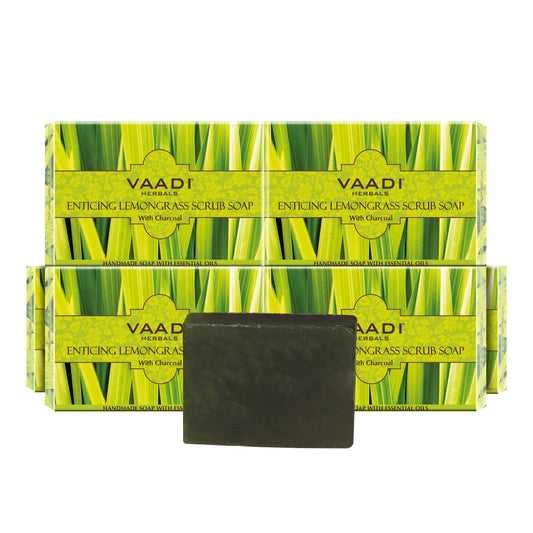 Pack of 6 Enticing Lemongrass Scrub Soap (75 gms x 6)
