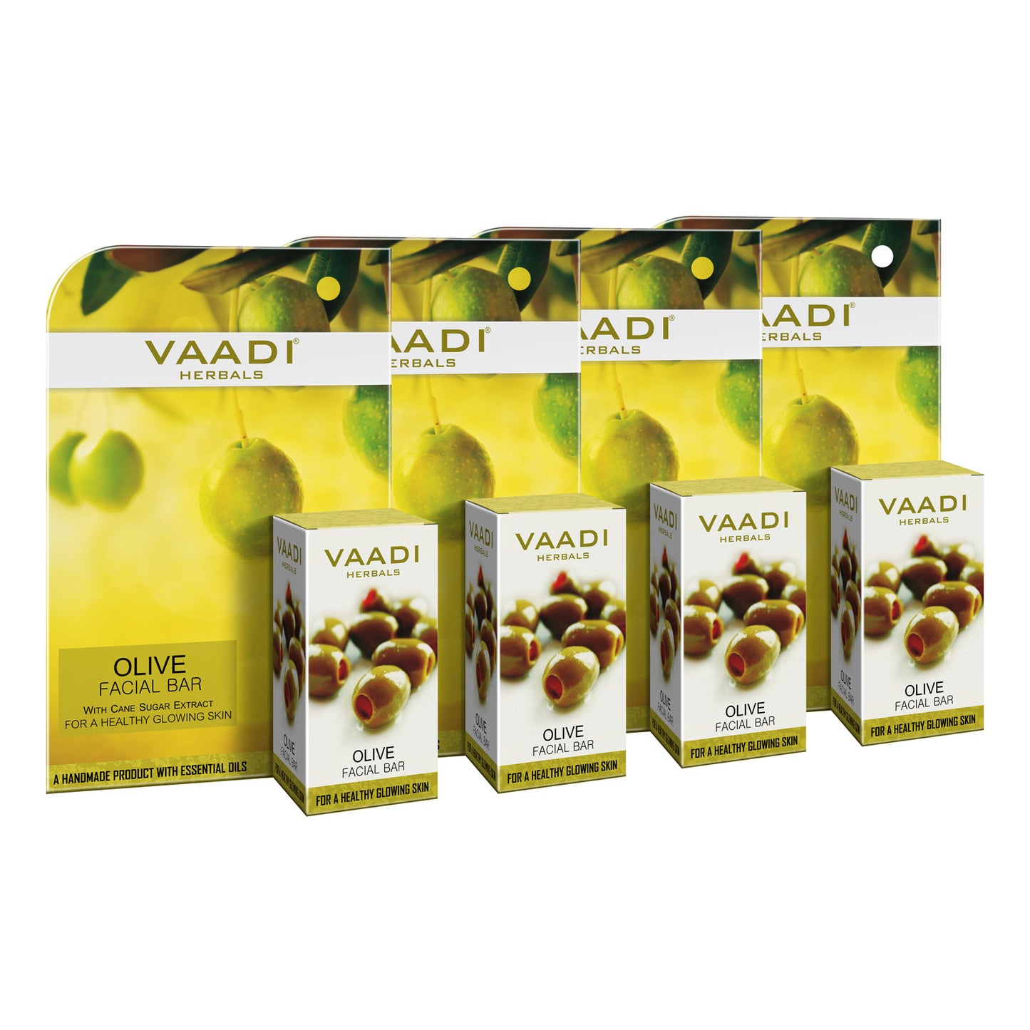 Pack of 4 Olive Facial Bars with Cane Sugar Extract (25 gms x 4)