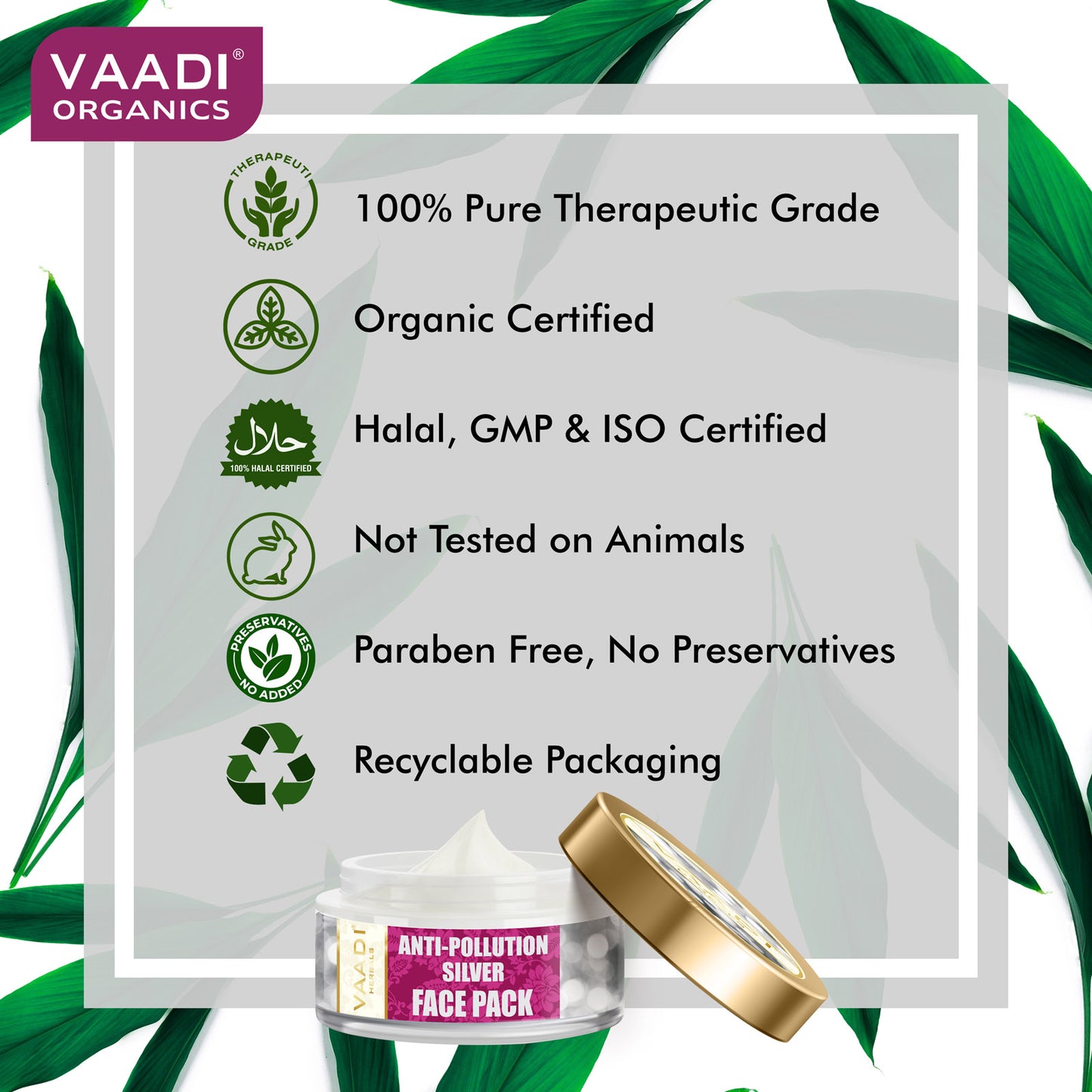 Silver Face Pack - Pure Silver Dust & Lavender Oil (70 gms)