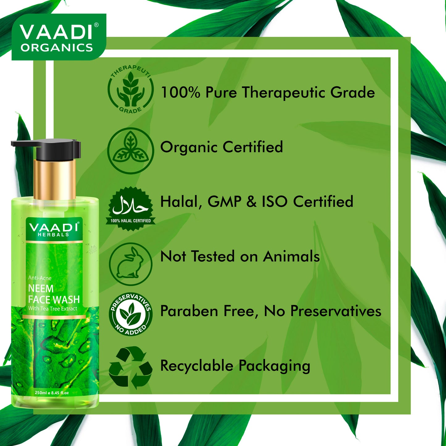 Pack of 2 Anti-Acne Neem Face Wash With Tea Tree Extract (2 x 250 ml)