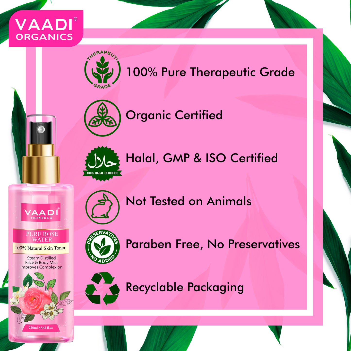 Pack of 3 Skin Toners - Rose Water, Lavender Water and Aloe Vera & Cucumber Mist - 100% Natural & Pure (250 ml x 3)