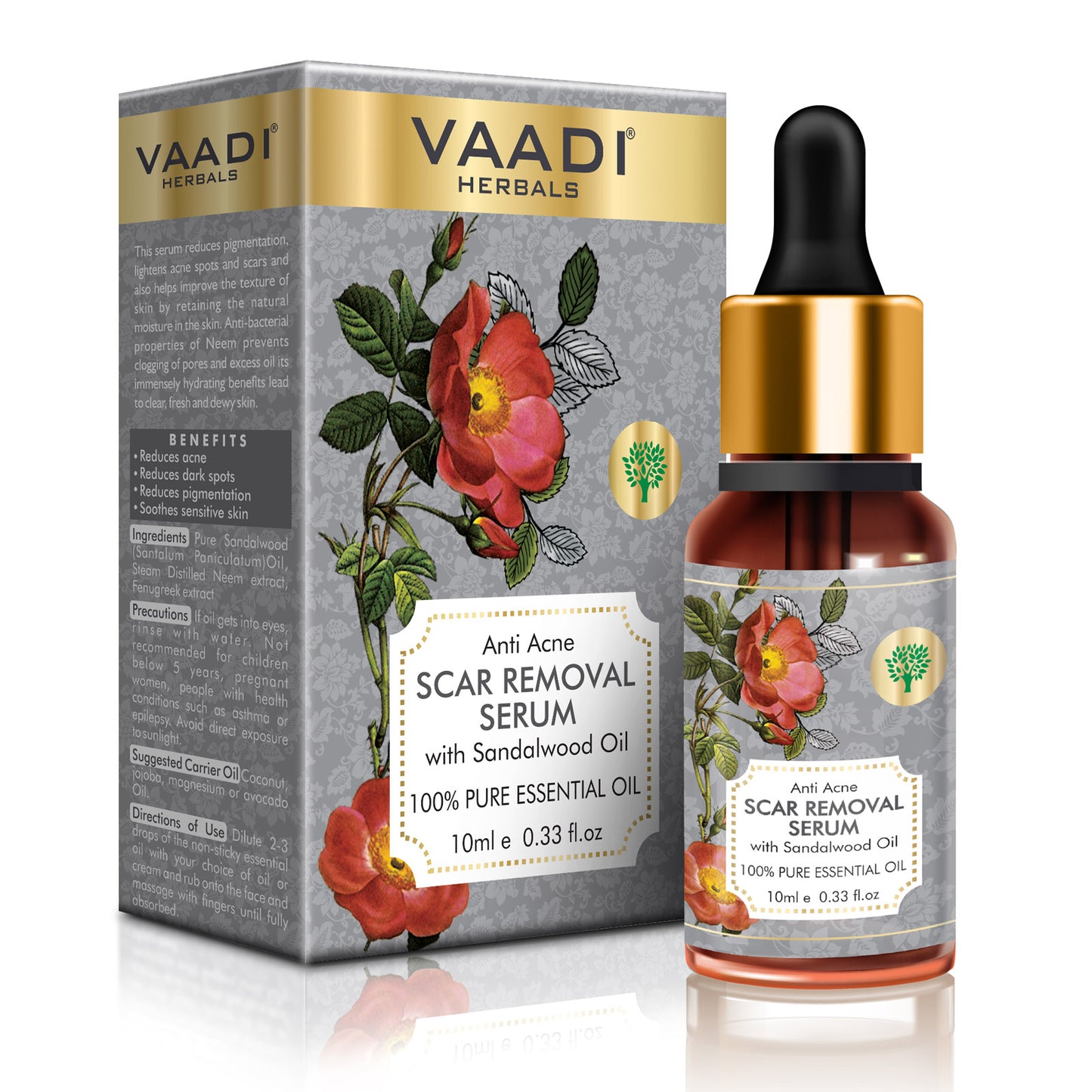 Scar Removal Serum (Pure Mix of Sandalwood Oil, Steam Distilled Neem & Fenugreek Extract) - Reduces Acne, Dark Spots & Pigmentation (10 ml)