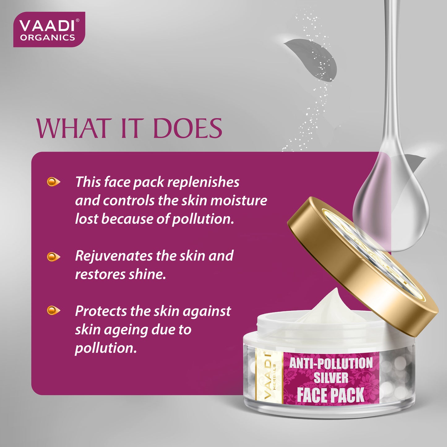 Silver Face Pack - Pure Silver Dust & Lavender Oil (70 gms)