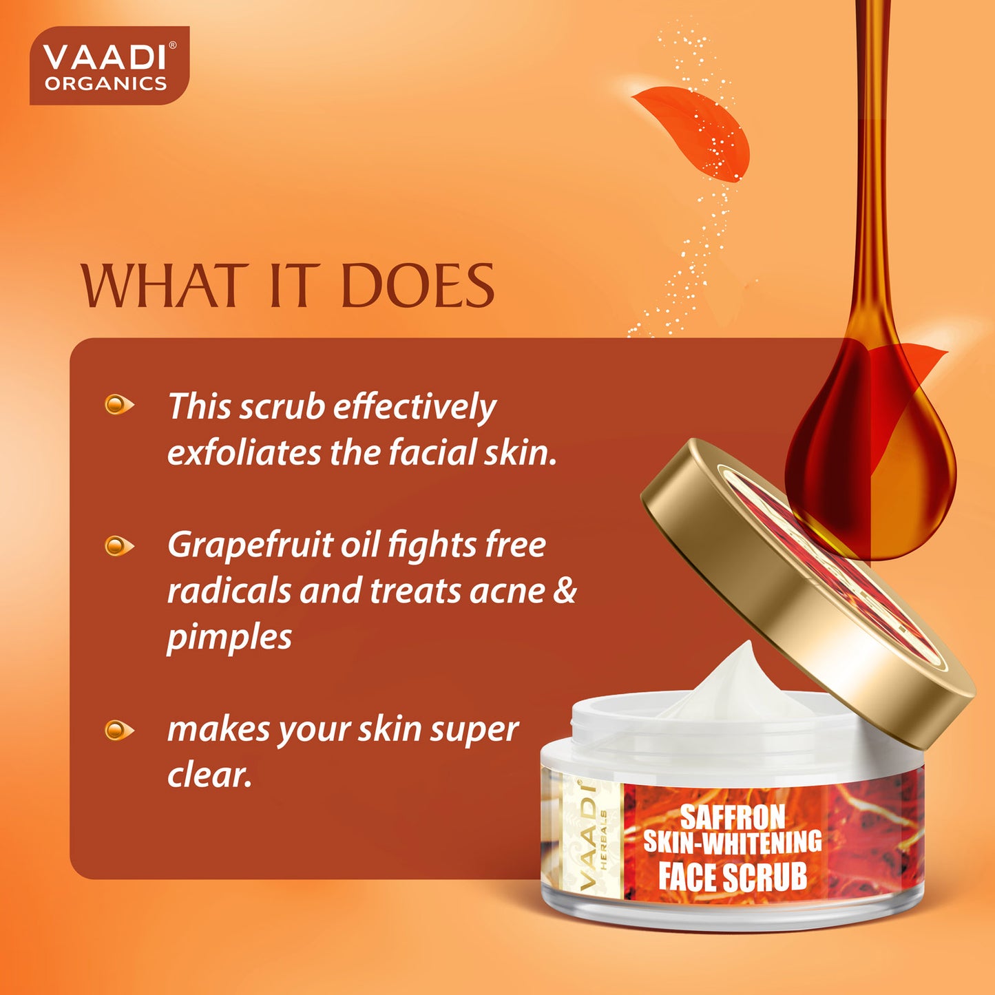 Saffron Skin-Whitening Face Scrub - Walnut Scrub & Cinnamon Oil (50 gms)