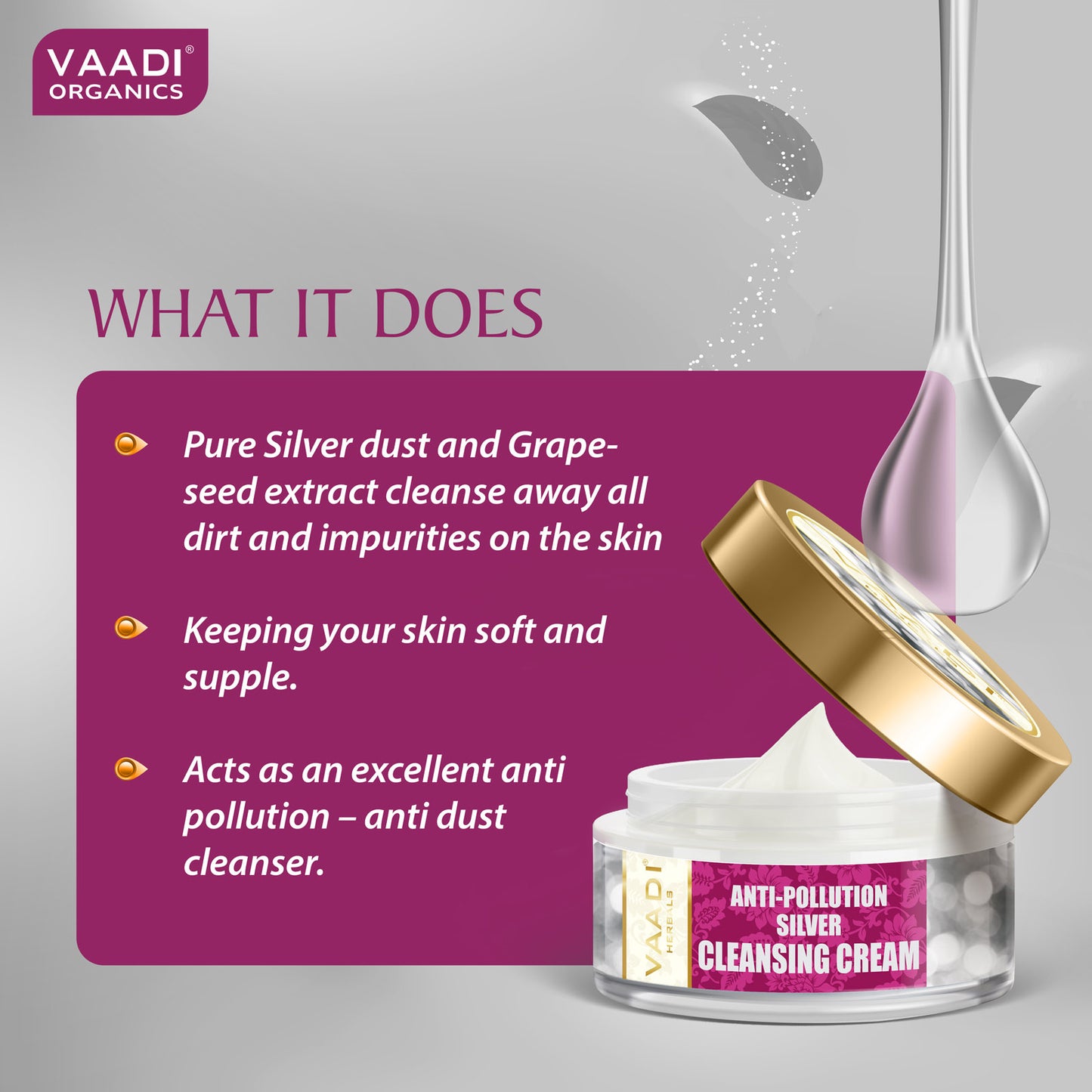 Silver Cleansing Cream - Pure Silver dust & Sandalwood Oil (50gms)