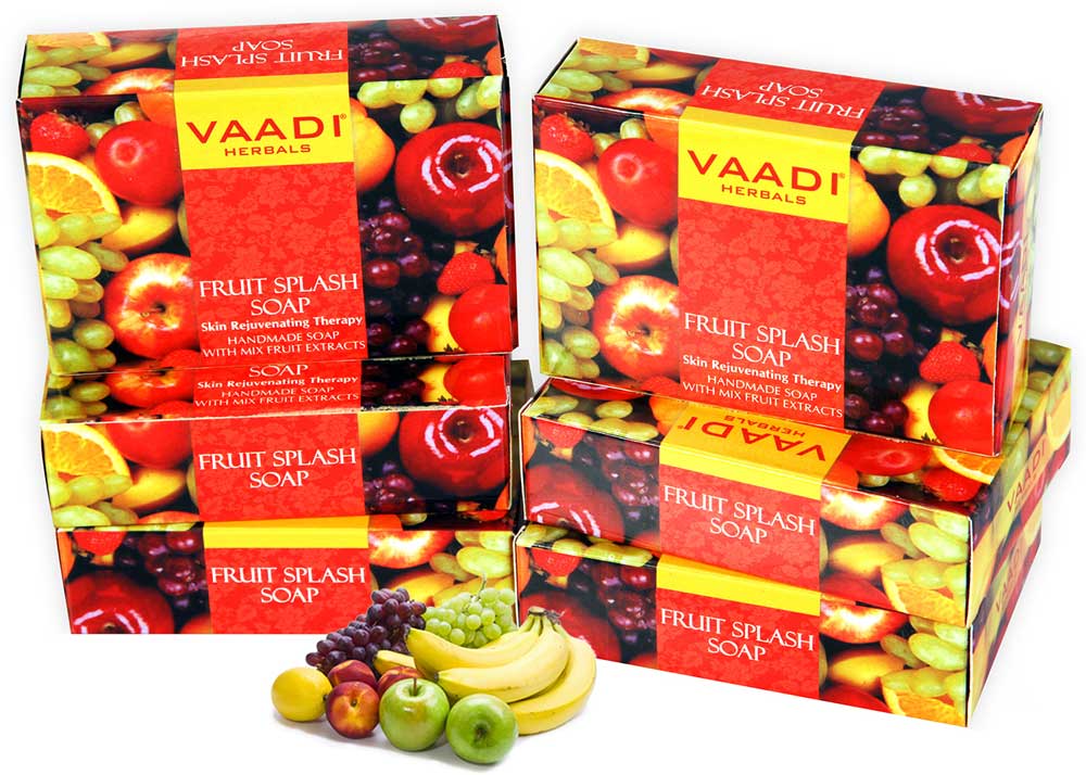Pack of 6 Fruit Splash Soap With Extracts of Orange, Peach, Green Apple & Lemon (75 gms x 6)