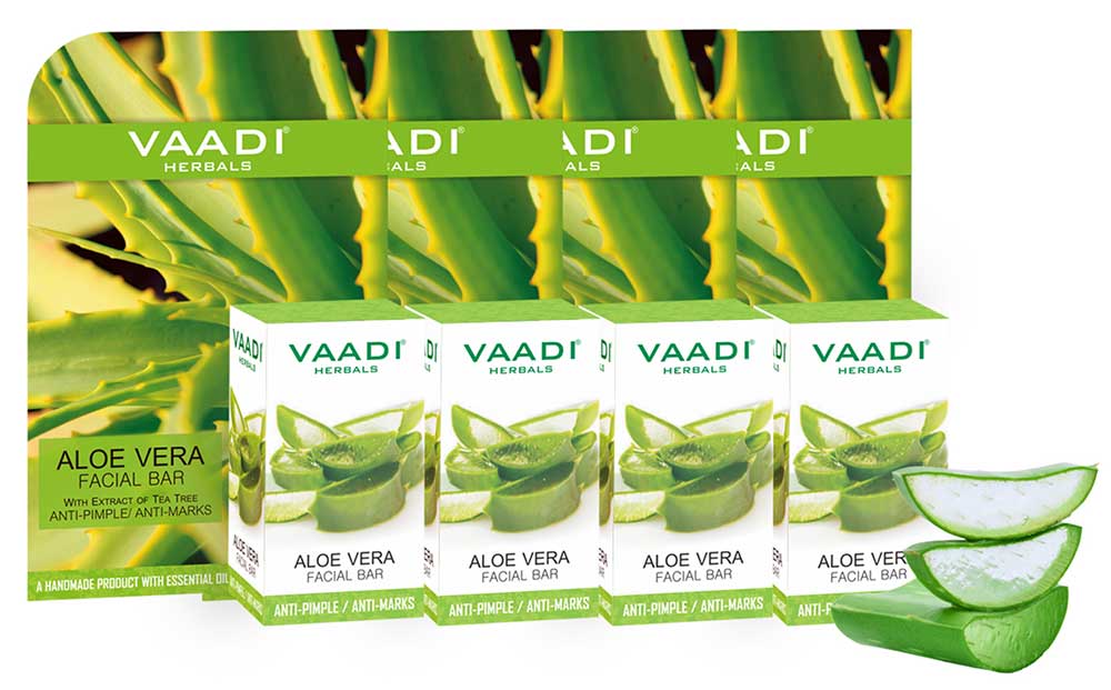 Pack of 4 Aloe Vera Facial Bars with Extract of Tea Tree (25 gms x 4)