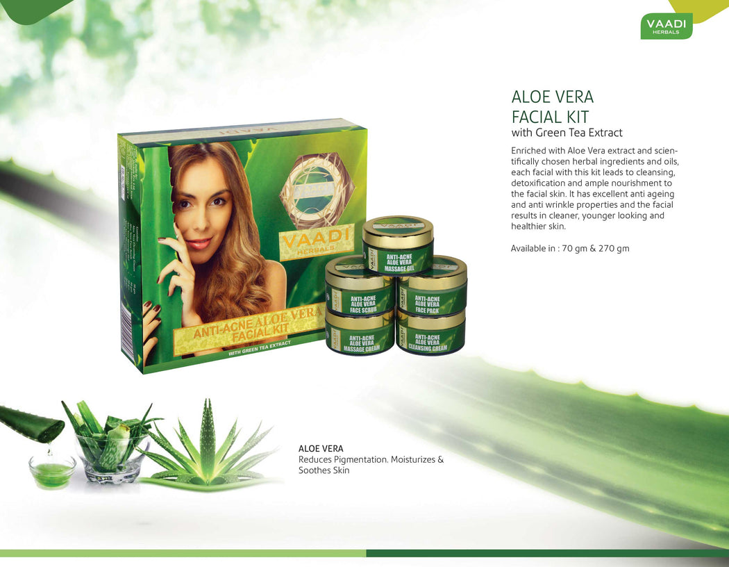 Anti-Acne Aloe Vera Facial Kit with Green Tea Extract (270 gms)